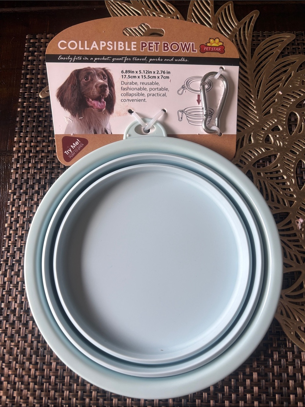 Collapsible Dog Bowl - Light Blue New